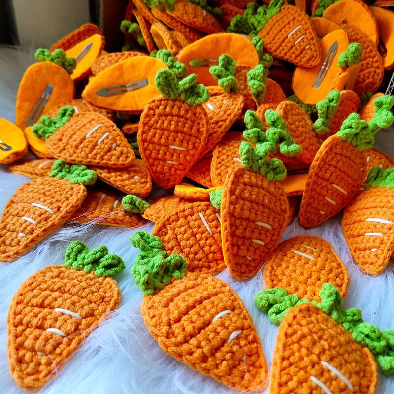 3 DB gyapjú barkácsolt eperszeletek félkész termékek nagy zsír retek Aranyos törött barkács hajcsat ruházati kiegészítők 크로쉐