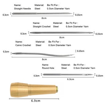 Δερμάτινο κιτ ραπτικής DIY Δερμάτινη βελόνα ραπτικής βελόνας με χάλκινη λαβή Σετ δερμάτινα πάνινα παπούτσια σκηνών Εργαλεία επισκευής με νάιλον κλωστή