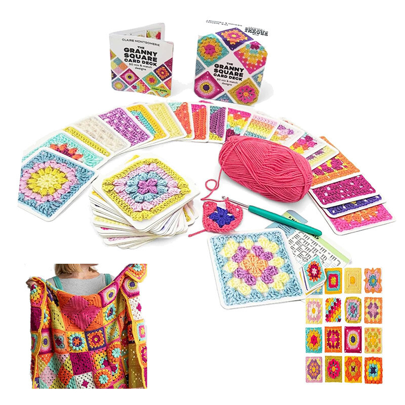 50 komada Mix Matches Designs The Granny Square Card Decks Komplet za pletenje za odrasle DIY set pletenih uzoraka