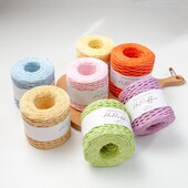 Нова 150 м естествена сламена прежда от рафия Лентова прежда Направи си сам Хартиена прежда от слама от рафия Направи си сам ръчно изработена опаковка за плетене Колан Въже Шапка за слънце