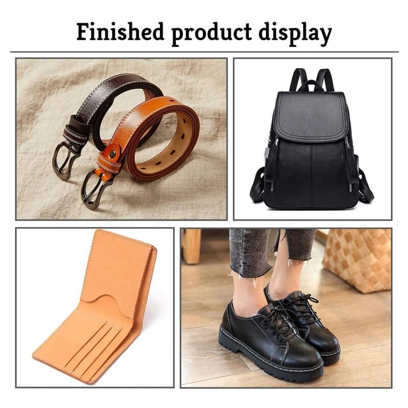 11 db-os bőrvarrókészlet Barkácsolás bőrvarrótű réz fogantyúval bőrcipőjavító eszközhöz fekete/barna cérna