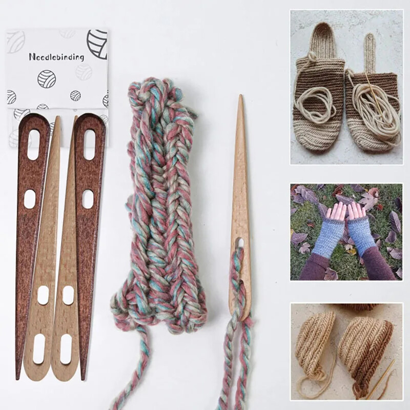 2/4x Veľké očká na šitie, DIY drevené tkáčske náradie, gobelíny, látanie, dve veľké očká na pletenie, vyšívanie, remeslá