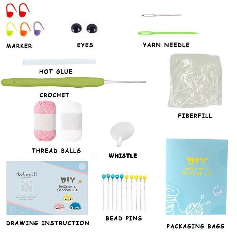 Kit de tricotat pentru începători cu animale DIY pentru adulți și copii cu accesorii și instrucțiuni pentru croșetat