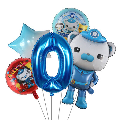 5 ks fóliových balónov s témou Octonauts, chlapci, dievčatá, narodeninové dekorácie, 30 palcov, číselné gule, dekorácie na detskú oslavu