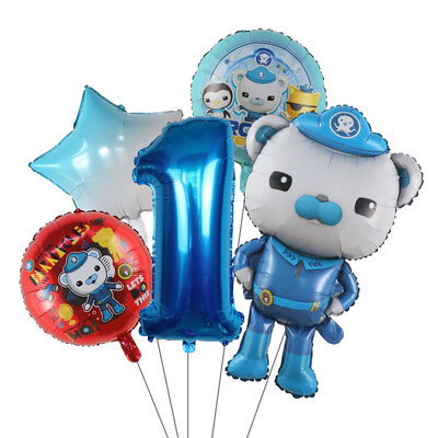 5 ks fóliových balónov s témou Octonauts, chlapci, dievčatá, narodeninové dekorácie, 30 palcov, číselné gule, dekorácie na detskú oslavu