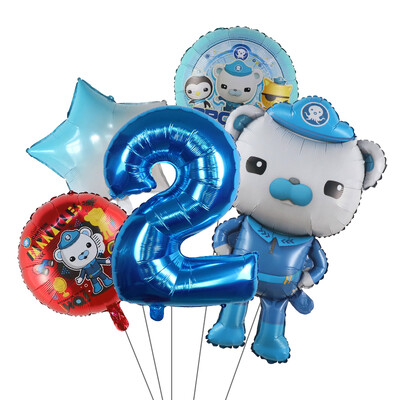 5 ks fóliových balónov s témou Octonauts, chlapci, dievčatá, narodeninové dekorácie, 30 palcov, číselné gule, dekorácie na detskú oslavu