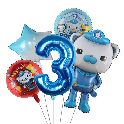 5 ks fóliových balónov s témou Octonauts, chlapci, dievčatá, narodeninové dekorácie, 30 palcov, číselné gule, dekorácie na detskú oslavu