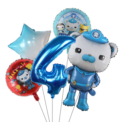 5 ks fóliových balónov s témou Octonauts, chlapci, dievčatá, narodeninové dekorácie, 30 palcov, číselné gule, dekorácie na detskú oslavu