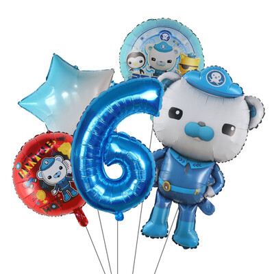 5 ks fóliových balónov s témou Octonauts, chlapci, dievčatá, narodeninové dekorácie, 30 palcov, číselné gule, dekorácie na detskú oslavu