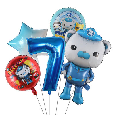 5 ks fóliových balónov s témou Octonauts, chlapci, dievčatá, narodeninové dekorácie, 30 palcov, číselné gule, dekorácie na detskú oslavu