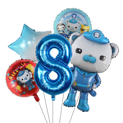 5 ks fóliových balónov s témou Octonauts, chlapci, dievčatá, narodeninové dekorácie, 30 palcov, číselné gule, dekorácie na detskú oslavu