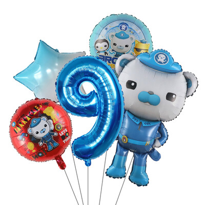 5 ks fóliových balónov s témou Octonauts, chlapci, dievčatá, narodeninové dekorácie, 30 palcov, číselné gule, dekorácie na detskú oslavu
