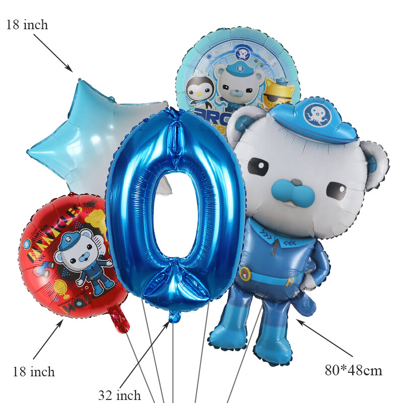5 ks fóliových balónov s témou Octonauts, chlapci, dievčatá, narodeninové dekorácie, 30 palcov, číselné gule, dekorácie na detskú oslavu