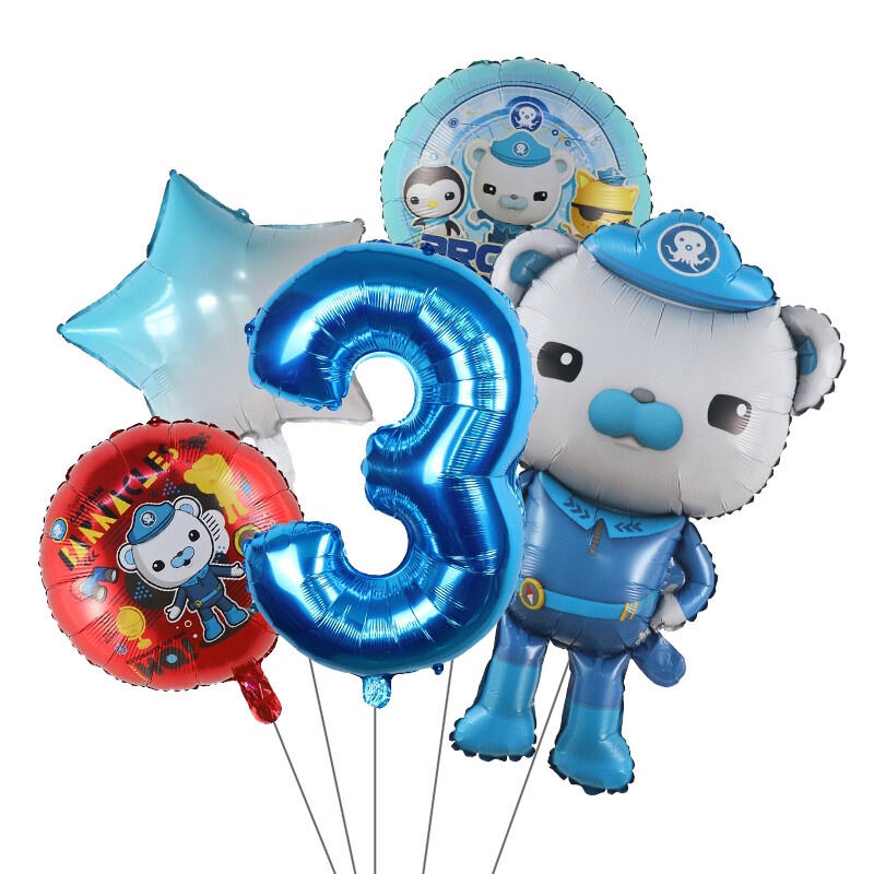 5 ks fóliových balónov s témou Octonauts, chlapci, dievčatá, narodeninové dekorácie, 30 palcov, číselné gule, dekorácie na detskú oslavu