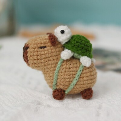 „Capybara“ „pasidaryk pats“ nėrimo rinkinys pradedantiesiems nėrimo įdaryti gyvūnėlių rinkinys, rankų darbo „pasidaryk pats“ rinkinys su nėrimo kabliukais, nebaigtas gaminys