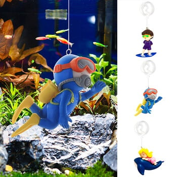 Diver Aquarium Tank Ornament Cute Diver Float Ornament Tank Landscaping Bright Fish Toy DIY Create Interior Tank Ornament