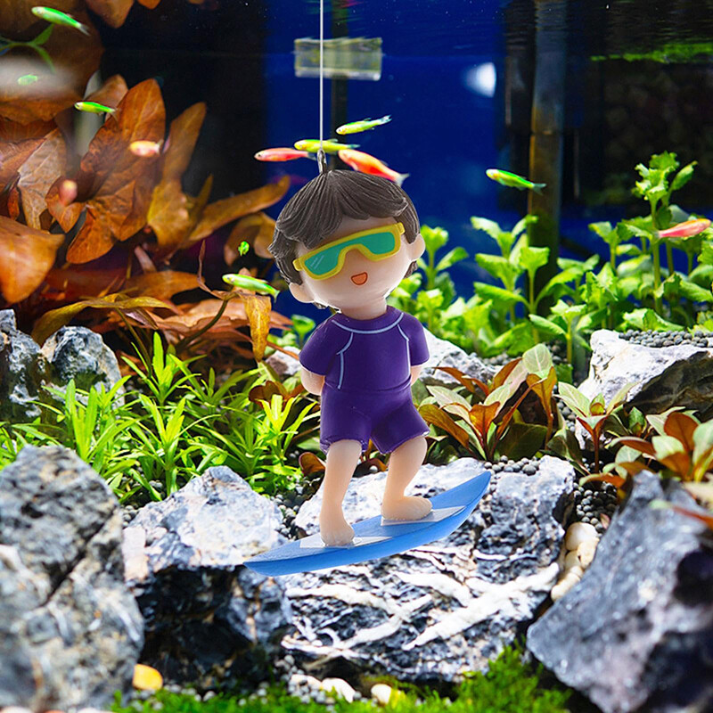 Ornament pentru rezervor pentru acvariu scafandru Ornament pentru plutitor scafandru drăguț Amenajare peisagistică Jucărie cu pește strălucitor Creați ornament pentru rezervor interior