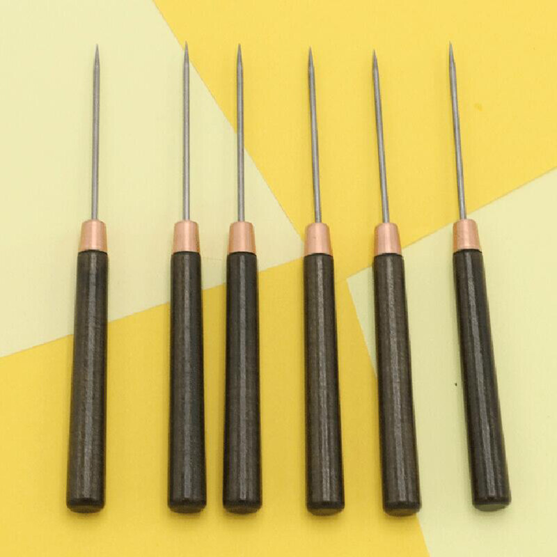 Profesionāli ādas koka roktura īlenu instrumenti, ādas amatniecība, šūšanas šūšanas piederumi, šūšanas šūšana, 2 gab.