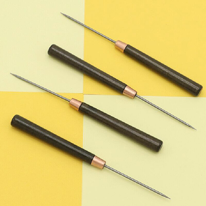 Profesionāli ādas koka roktura īlenu instrumenti, ādas amatniecība, šūšanas šūšanas piederumi, šūšanas šūšana, 2 gab.