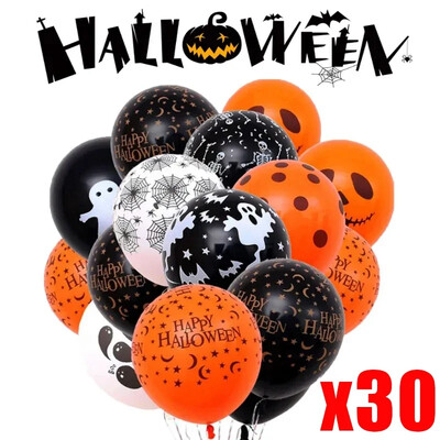 30/10 db Ijesztő Halloween léggömbök Gyerekjátékok Sütőtök Csontváz Szellembár Party dekoráció Léggömb Halloween Fekete Narancs Latex Léggömb