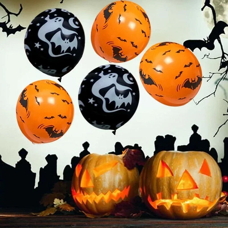 30/10 ks strašidelné halloweenske balóny detské hračky tekvica kostra duch bar párty dekorácia balón halloween čierny oranžový latexový balón