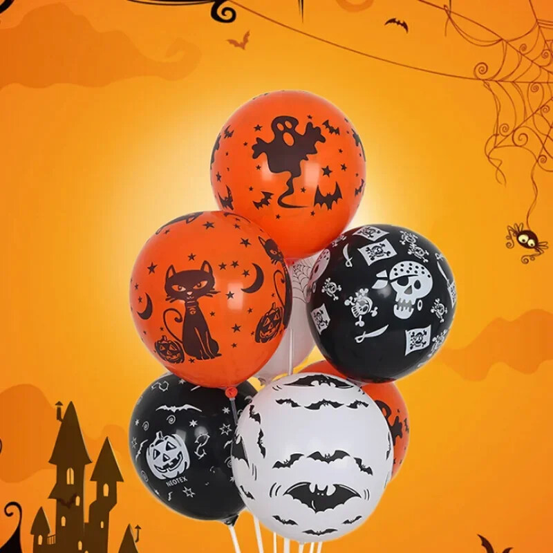 30/10 ks strašidelné halloweenske balóny detské hračky tekvica kostra duch bar párty dekorácia balón halloween čierny oranžový latexový balón
