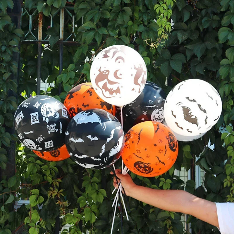 30/10 ks strašidelné halloweenske balóny detské hračky tekvica kostra duch bar párty dekorácia balón halloween čierny oranžový latexový balón