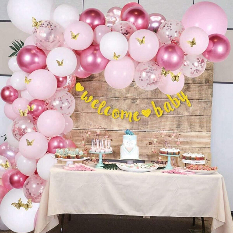 Svadobné potreby Balóny na oslavu bábätka Valentína, narodeniny, ružová dekorácia na Deň matiek a modrý balón pre dievčatko a chlapca