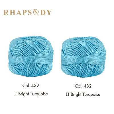 Háčkovacia niť Rhapsody veľkosť č. 8, perlová bavlna, dvojitá mercerizovaná dlhovláknitá egyptská bavlna DM*C, 160 dostupných farieb