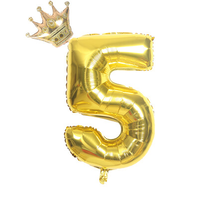 32-palcové zlato, strieborné a čierne číslo fóliové balóny, balón s korunou, obrázok 1, 2, 3, 4, 5, 6 rokov, chlapec, dievča, narodeninová oslava, darček