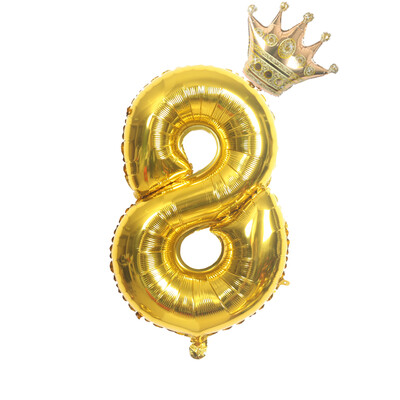 32-palcové zlato, strieborné a čierne číslo fóliové balóny, balón s korunou, obrázok 1, 2, 3, 4, 5, 6 rokov, chlapec, dievča, narodeninová oslava, darček