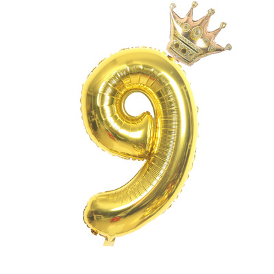 32-palcové zlato, strieborné a čierne číslo fóliové balóny, balón s korunou, obrázok 1, 2, 3, 4, 5, 6 rokov, chlapec, dievča, narodeninová oslava, darček