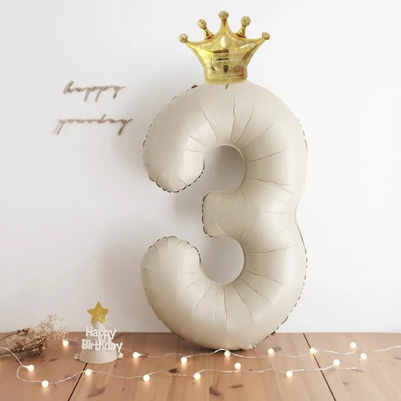 32-palcové zlato, strieborné a čierne číslo fóliové balóny, balón s korunou, obrázok 1, 2, 3, 4, 5, 6 rokov, chlapec, dievča, narodeninová oslava, darček