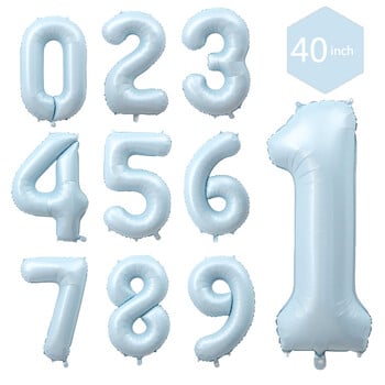 1 τεμ. Μεγάλο 40 ιντσών Αριθμός Baby Blue Pink Foil Balloon 1 2 3 4 5 6 7 8 9 for Kid Boys Girls Birthday Party Baby Shower Decorations