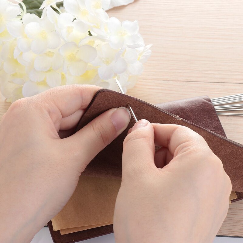 Paklājiem Audekls Ādas šūšana Nerūsējošā tērauda ādas šūšanas adata DIY trīsstūrveida adatas roku sašūšanas rīks