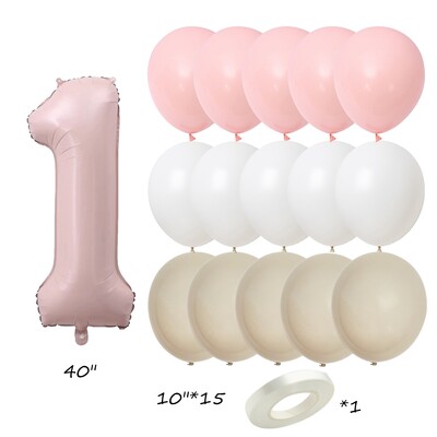 Set od 17 komada ružičaste serije lateks balona Vintage ružičasti brojevi od folije za rođendanske proslave djevojaka Ukrasi za godišnjice Dječji DIY darovi