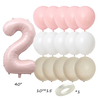 Set od 17 komada ružičaste serije lateks balona Vintage ružičasti brojevi od folije za rođendanske proslave djevojaka Ukrasi za godišnjice Dječji DIY darovi