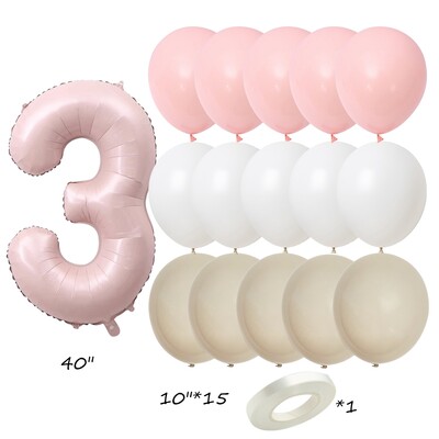 Set od 17 komada ružičaste serije lateks balona Vintage ružičasti brojevi od folije za rođendanske proslave djevojaka Ukrasi za godišnjice Dječji DIY darovi
