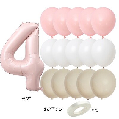 Set od 17 komada ružičaste serije lateks balona Vintage ružičasti brojevi od folije za rođendanske proslave djevojaka Ukrasi za godišnjice Dječji DIY darovi