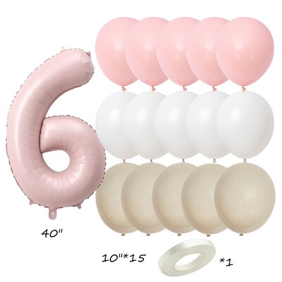 Set od 17 komada ružičaste serije lateks balona Vintage ružičasti brojevi od folije za rođendanske proslave djevojaka Ukrasi za godišnjice Dječji DIY darovi