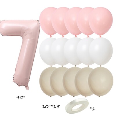 Set od 17 komada ružičaste serije lateks balona Vintage ružičasti brojevi od folije za rođendanske proslave djevojaka Ukrasi za godišnjice Dječji DIY darovi
