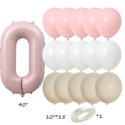 Set od 17 komada ružičaste serije lateks balona Vintage ružičasti brojevi od folije za rođendanske proslave djevojaka Ukrasi za godišnjice Dječji DIY darovi