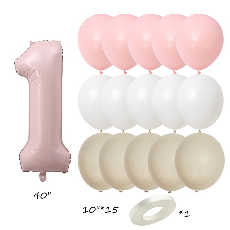 Set od 17 komada ružičaste serije lateks balona Vintage ružičasti brojevi od folije za rođendanske proslave djevojaka Ukrasi za godišnjice Dječji DIY darovi
