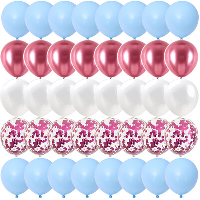 40 DB Rózsaszín Rózsa Fém csomag Lufi Nem Felfedi esküvő Valentin-napi Babazuhany Születésnapi Globos Party Dekorációk