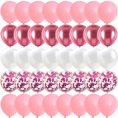 40 DB Rózsaszín Rózsa Fém csomag Lufi Nem Felfedi esküvő Valentin-napi Babazuhany Születésnapi Globos Party Dekorációk