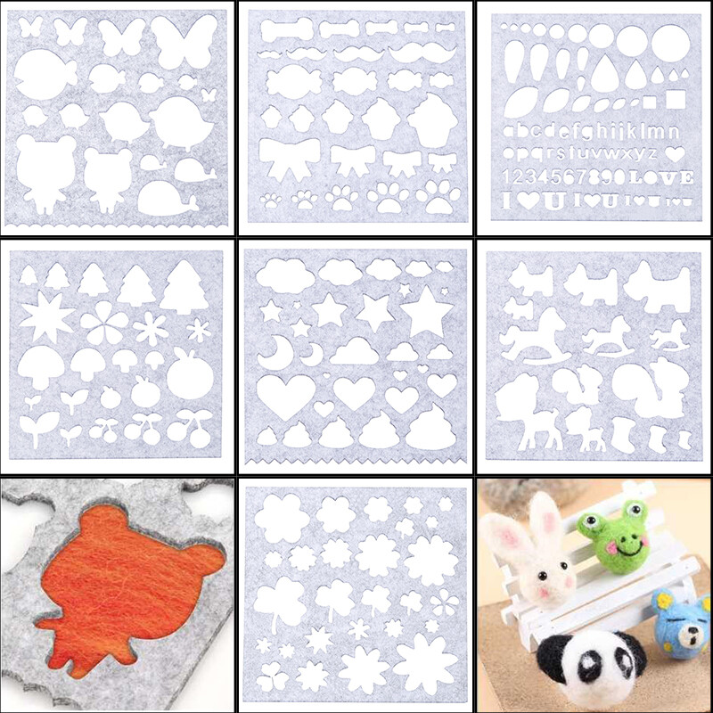 7pcs/Set Kreativni kalup od filca od igle Praktične rukotvorine Izdržljiva DIY šablona za izradu vunenog filca Alati za šivanje