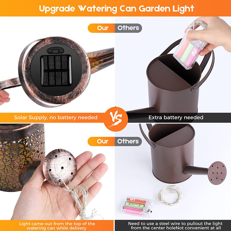 Solárne LED svetlo na zavlažovanie, závesná vodopádová lampa, vodotesná vonkajšia záhradná dekorácia, dvor, veranda, trávnik, záhrada, krajina, slnko
