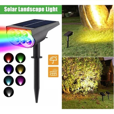 1/2/3Pcs Solar Powered 7LED Lamps Ρυθμιζόμενο ηλιακό φως στο έδαφος IP65 Αδιάβροχο τοπίο τοίχου Φωτισμός εξωτερικού χώρου