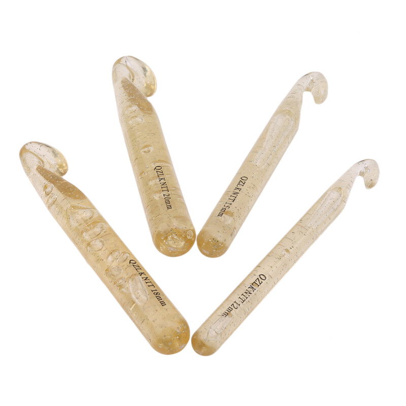 4 vnt plastikinės permatomos 17cm ilgio nėrimo adatos 12mm/15mm/18mm/20mm didelio dydžio nėrimo kabliuko mezgimo adatos storos vilnos įrankis