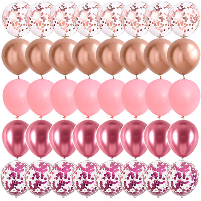 40 vnt. 10/12 colių rožinio aukso rožiniai balionai Lytis atskleidžia vestuves Valentino dienos kūdikio vakarėlio gimtadienio Globos vakarėlio dekoracijos
